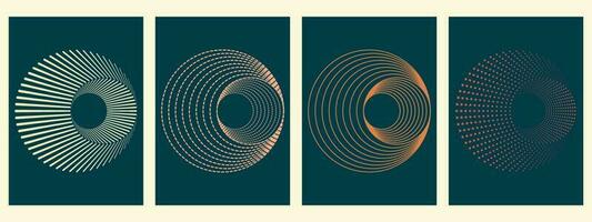 Vector set of 3D optical circles in Y2K style with retro trendy colors. Trendy geometric design elements inspired by brutalism. For posters, web designs.