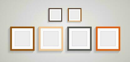 SET of picture frames wallart of photo frames, SIX rectangles frame of picture on white wall decorection design vector