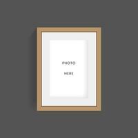 A wood frame of photo on dark wall mock up design, Frame on the wall for photo place mock up vector illustration