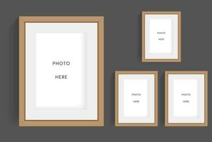 Group of realistic Four photo frames design in vector illustration