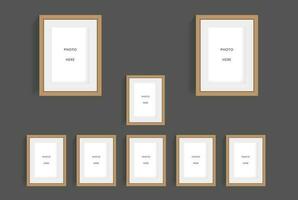 SET of 8 realistic photo frame design in vector illustration on dark background