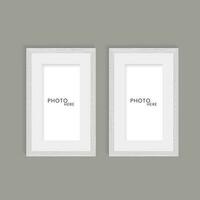 Two wooden photos frame on isolated dark background design vector