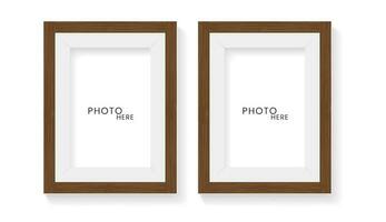 Two realistic photo frame mock up on isolated white wall design, 2 photo frames mock up vector illustration