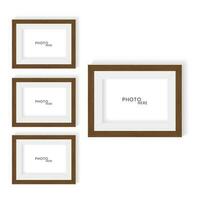 Set of brown color wood pattern of photo frames, and wooden texture realistic frame for art of wall mock up vector illustration Elements