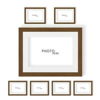 Set of realistic frame for photo mock up design, mock up for wall art pattern wood and photo frame presentations. Vector illustration