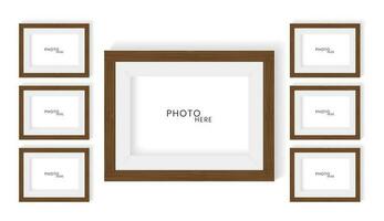 Three realistic photo frame mock up design, modern mock up for wall art vector illustration
