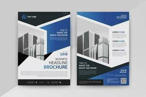 Business abstract vector template for Flyer, Brochure, AnnualReport, Magazine, Poster, Corporate Presentation, Portfolio, Market, infographic With Blue and Black color size A4, Front and back.