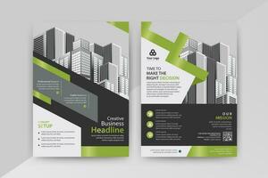 Business abstract vector template for Flyer, Brochure, AnnualReport, Magazine, Poster, Corporate Presentation, Portfolio, Market, infographic With Green color size A4, Front and back.