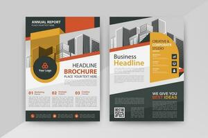 Business abstract vector template for Flyer, Brochure, AnnualReport, Magazine, Poster, Corporate Presentation, Portfolio, Market, infographic With Orange and Black color size A4, Front and back.