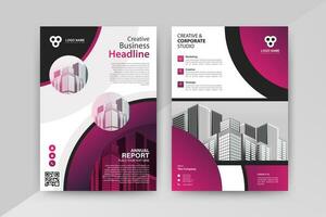 Business abstract vector template for Flyer, Brochure, AnnualReport, Magazine, Poster, Corporate Presentation, Portfolio, Market, infographic With Purple and Black color size A4, Front and back.