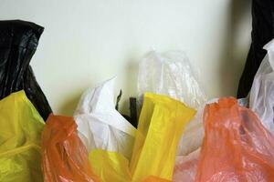 Say No To Plastic Bags - No More Plastic Concept isolated white background photo