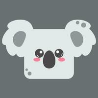 Cute square koala face. Cartoon head of animal character. Minimal simple design. Vector illustration