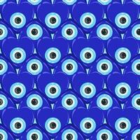 Evil eye pattern. Greek heart bead and turkish blue nazar seamless background. Amulet for luck and energy protection against envy. Vector wallpaper