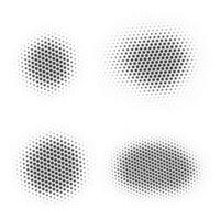 Half tone dotted circles. Vector round shape with grunge texture. Abstract gradient elements isolated on white background