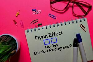 Flynn Effect, Do You Rezognize Yes or No. On office desk background photo