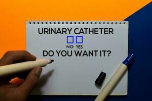 Urinary Catheter, Do You Want it Yes or No. On office desk background photo