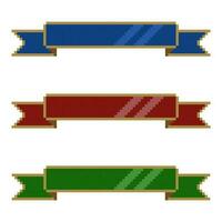 Ribbon pixel art, band stripe, pixelated ribbons set for text space in pixel art style vector