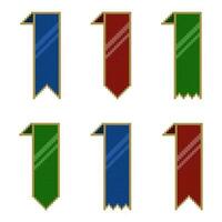 Pixelated ribbon set, banner ribbon set with pixel art style vector