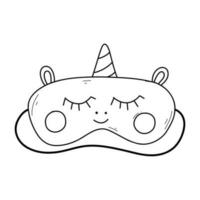 Mask for sleep. Vector illustration. Doodle style. Linear sleep mask