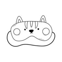 Mask for sleep. Vector illustration. Doodle style. Linear sleep mask in the form of cats.