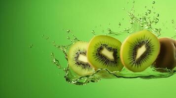 kiwi verde antecedentes. ilustración ai generativo foto