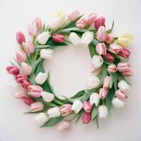 Wreath of tulips. Illustration photo