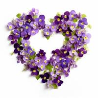 violetas flor en corazón forma. ilustración ai generativo foto