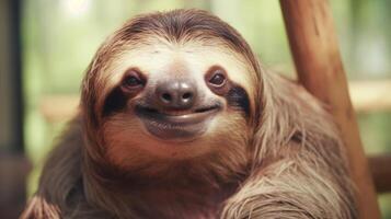 Rescued Sloth. Illustration AI Generative photo