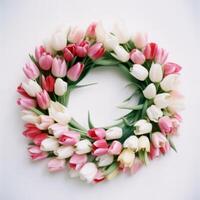 Wreath of tulips. Illustration photo