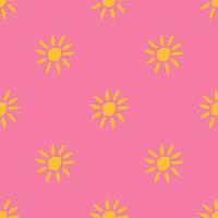 Seamless pattern with sun illustration on pink background vector