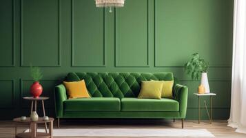 Modern green interior background. Illustration photo