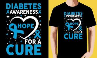 Diabetes awareness hope for a cure T-shirt Design. vector