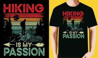 Hiking is my passion T-shirt Design. vector