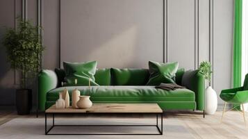 Modern green interior background. Illustration photo