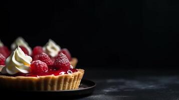 Raspberry mini tarts. Illustration photo