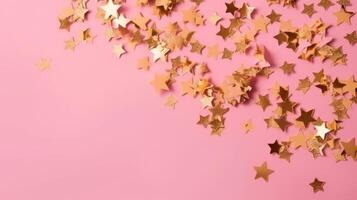 Sparkling golden stars minimalist background. Illustration photo