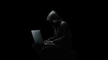 Hacker with computer. Illustration photo