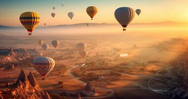 Colorful hot air balloons. Illustration photo