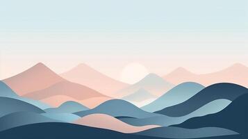 montaña minimalista antecedentes. ilustración ai generativo foto