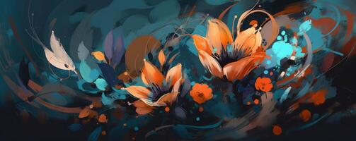 Painted floral background. Illustration photo