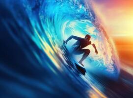 Surfer in ocean. Illustration photo