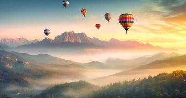 Colorful hot air balloons. Illustration photo