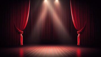 Red curtains background. Illustration photo