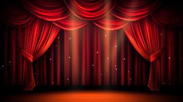 Red curtains background. Illustration photo