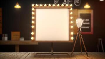 Frame with bulb lights. Illustration photo