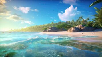 Tropical island background. Illustration photo