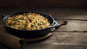 Cornbread Oyster stuffing for Thanksgiving Day. Illustration photo