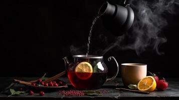 Hot tea background. Illustration photo