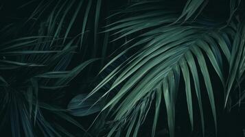 Palm leaves background. Illustration AI Generative photo