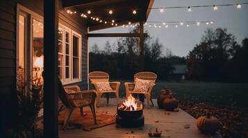 Comfortable autumn cozy outdoor. Illustration photo